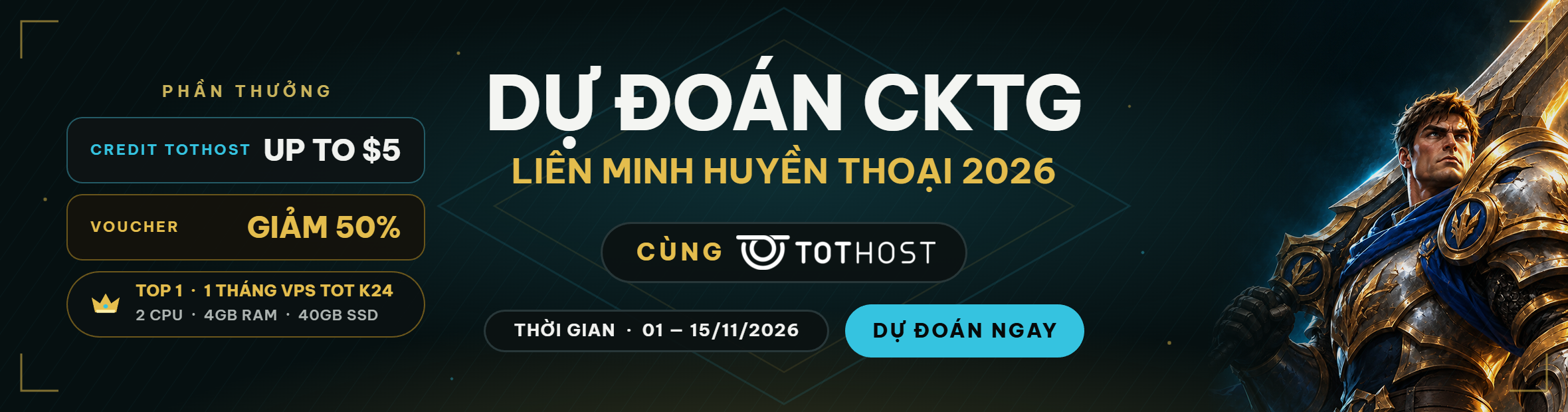 Dự Đoán CKTG LMHT 2026 Cùng TotHost - Đoán Đúng, Trúng Quà!