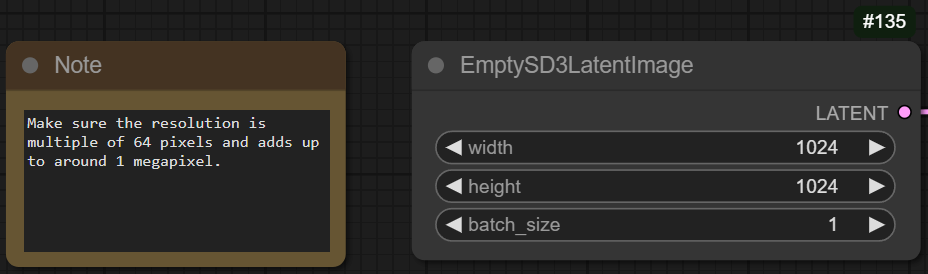 tùy chỉnh một vài thông số như kích thước ảnh tại mục EmptySD3LatentImage