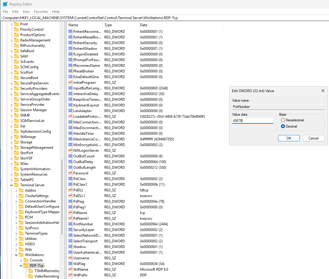 Đổi Port RDP mặc định (Chống tool Brute-force)