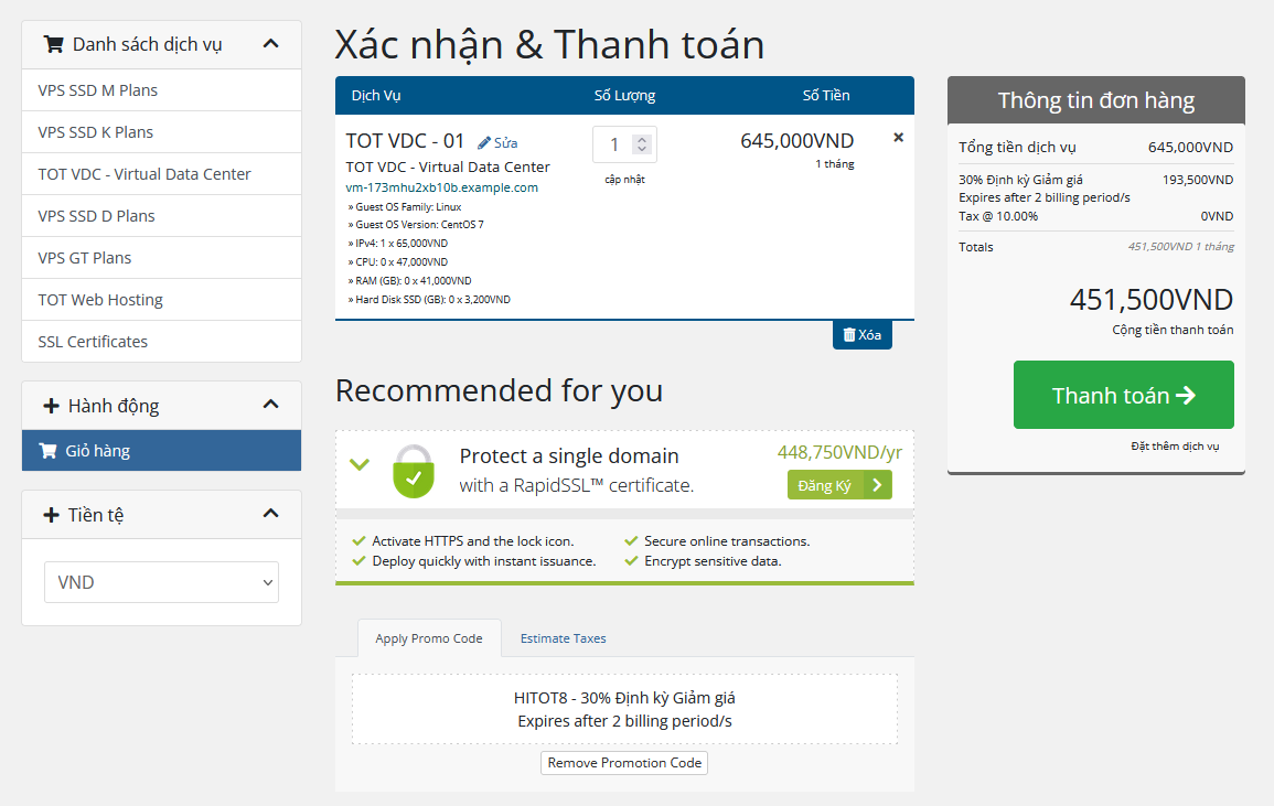 Hướng dẫn cách nhận ưu đãi giảm 30% khi mua VPS TOTHOST dành cho khách hàng mới