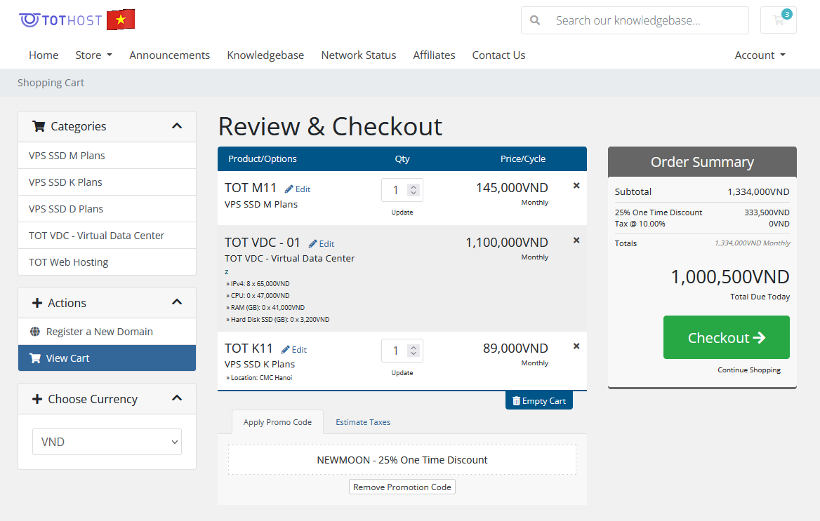 Nhập mã NEWMOON khi mua vps mới để được ưu đãi 25% từ TotHost