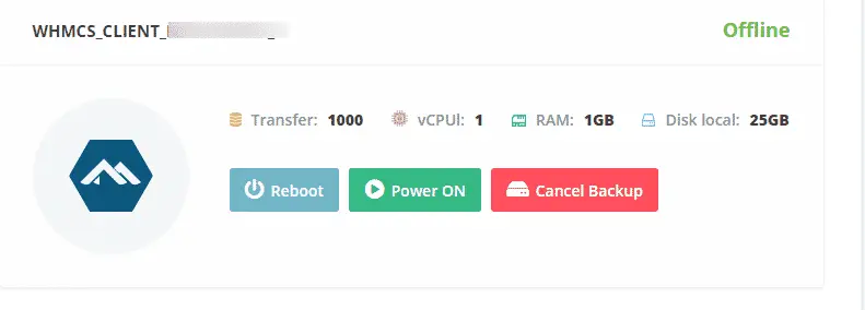 VPS nước ngoài TOT W cho phép bật/tắt/reboot ngay trên bảng điều khiển