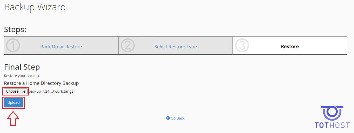 Restore trên cPanel