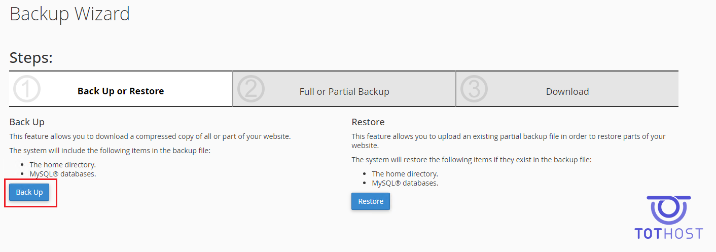 Backup trên cPanel