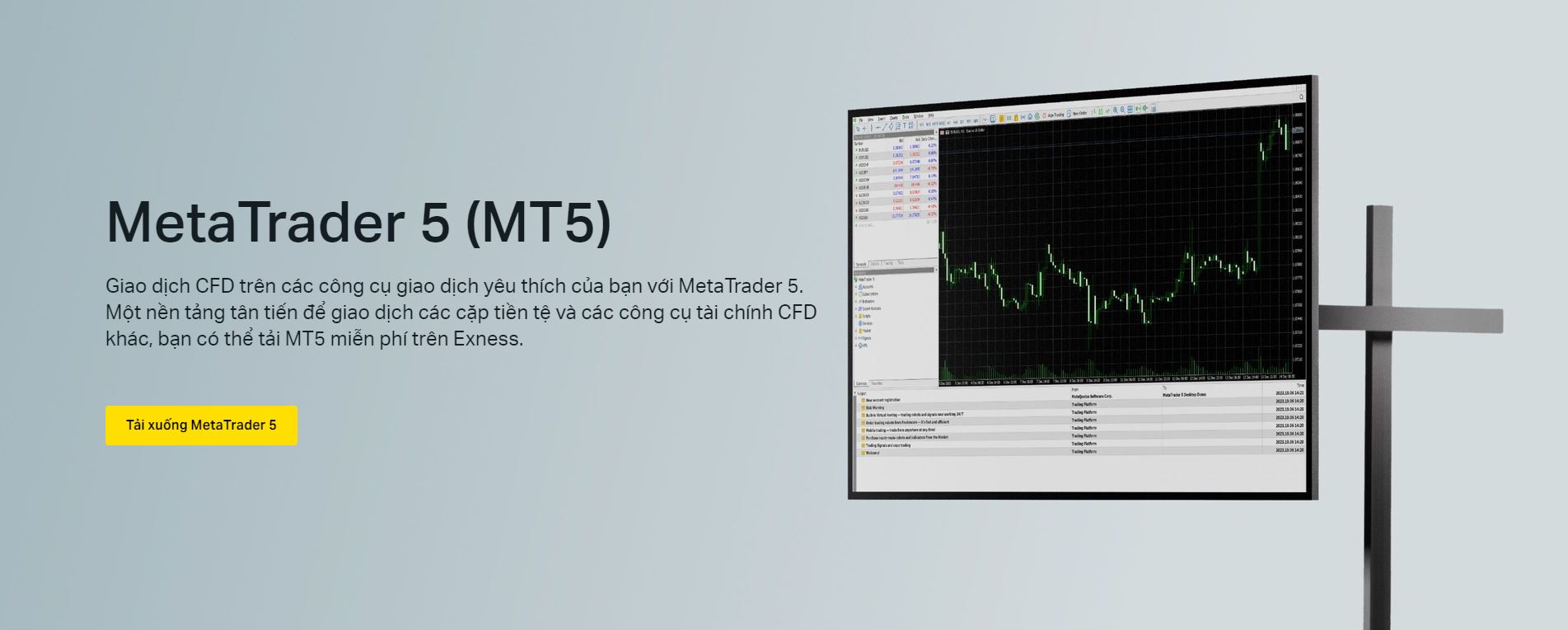 Trang tải xuống MetaTrader5 của Exness