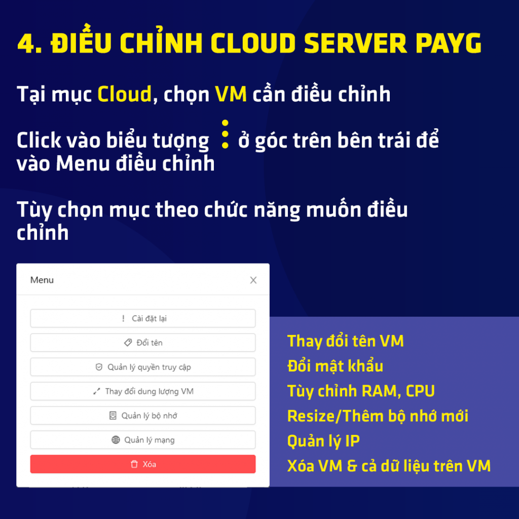 Cách tùy chỉnh Cloud Server PAYG