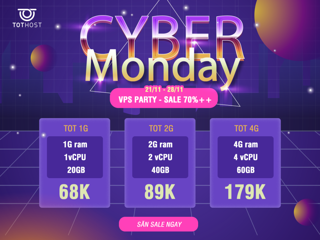 Cyber Monday - VPS Party với ưu đãi 70%++