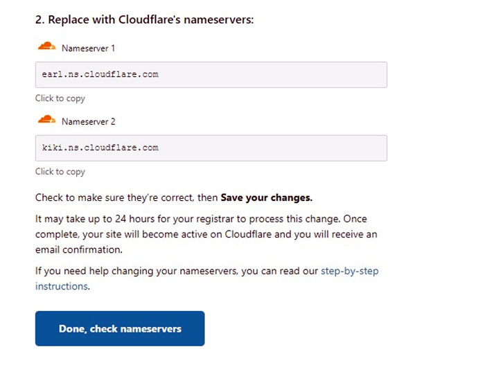 Trỏ cặp nameserver về Cloudflare