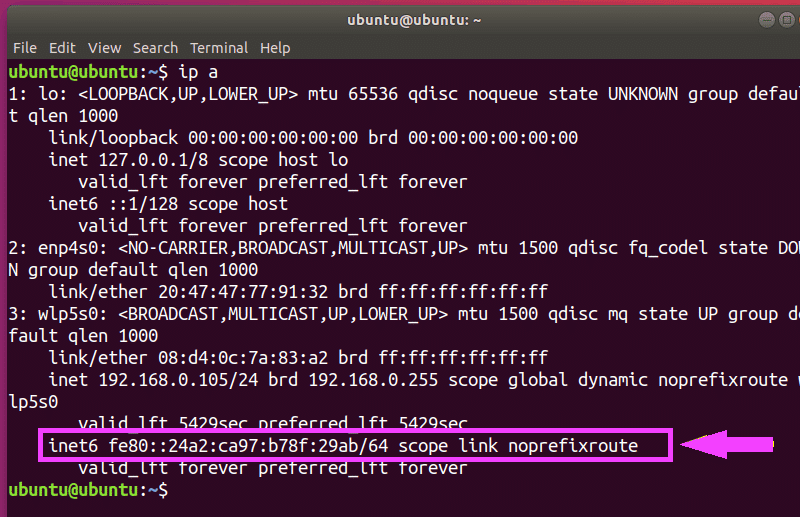 kiểm tra IPv6 đang hoạt động trên Ubuntu